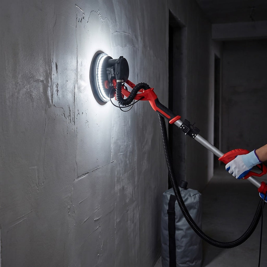 Ponceuse à placo 850 W avec anneau LED et aspiration