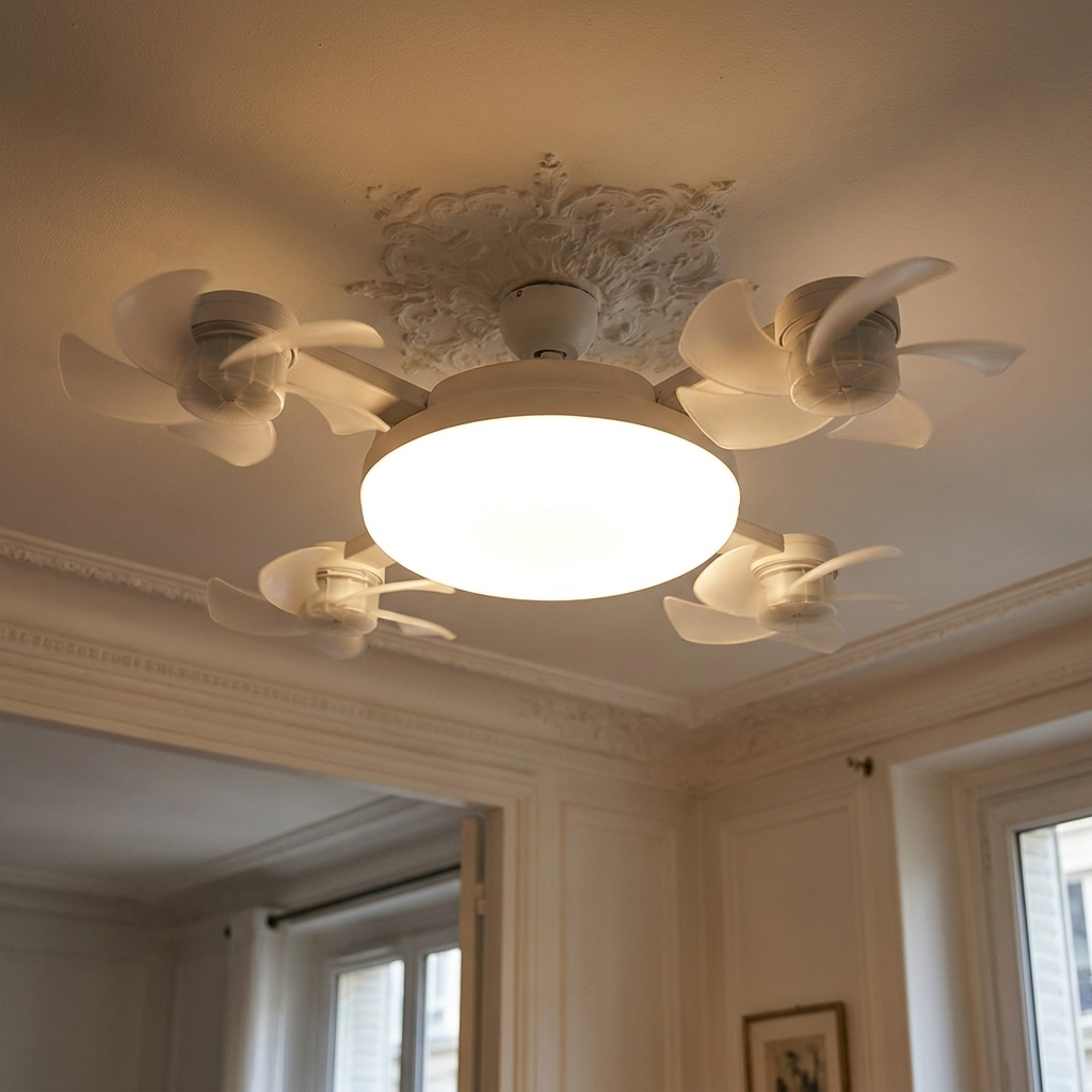 AeroLume™ – Ventilateur de Plafond LED à Pales Pliables
