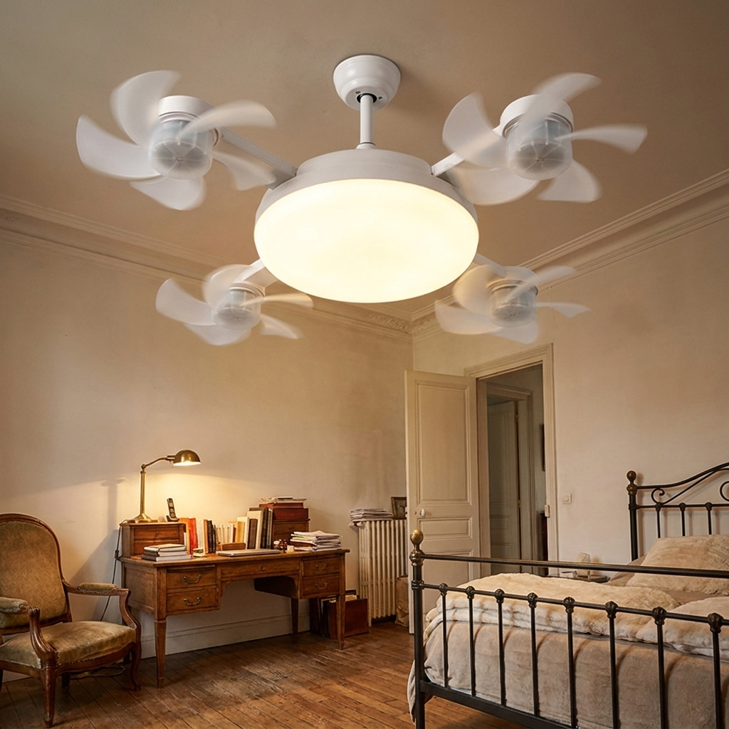 AeroLume™ – Ventilateur de Plafond LED à Pales Pliables
