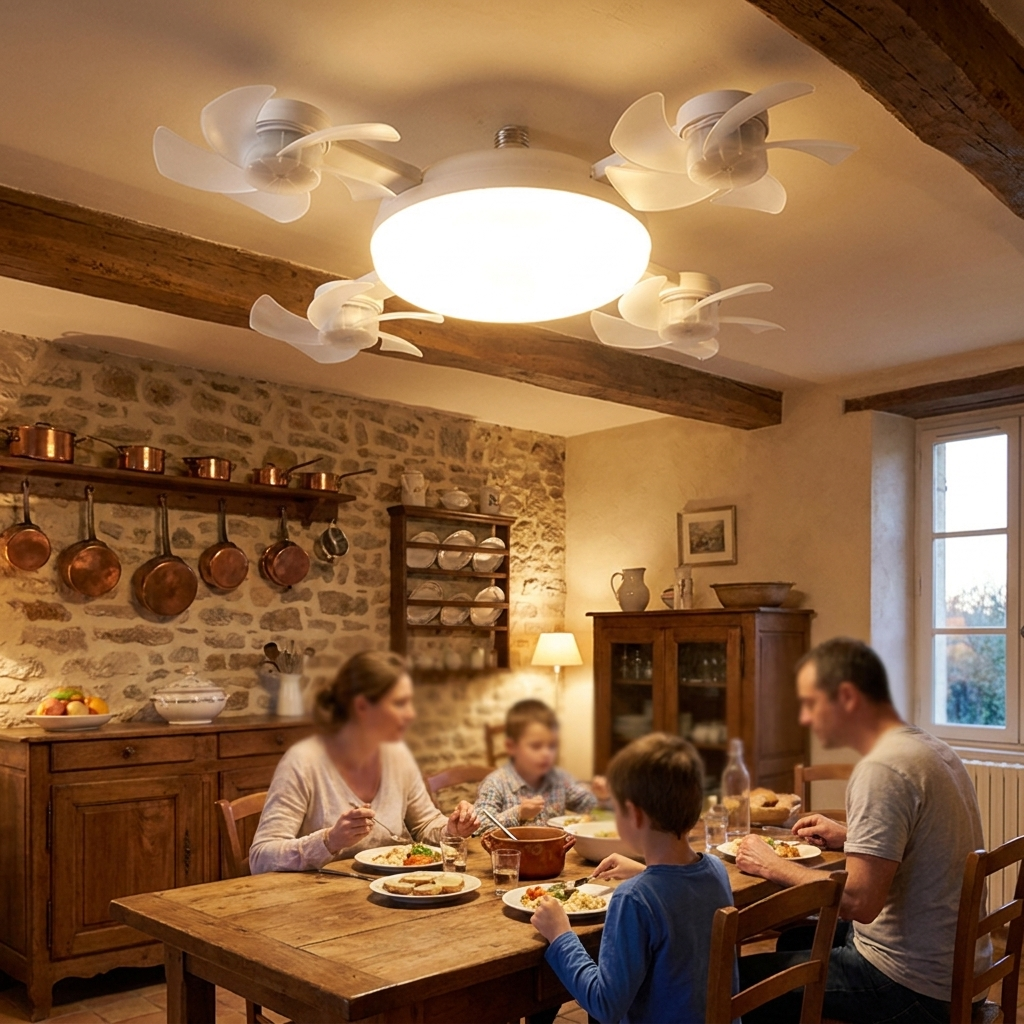 AeroLume™ – Ventilateur de Plafond LED à Pales Pliables