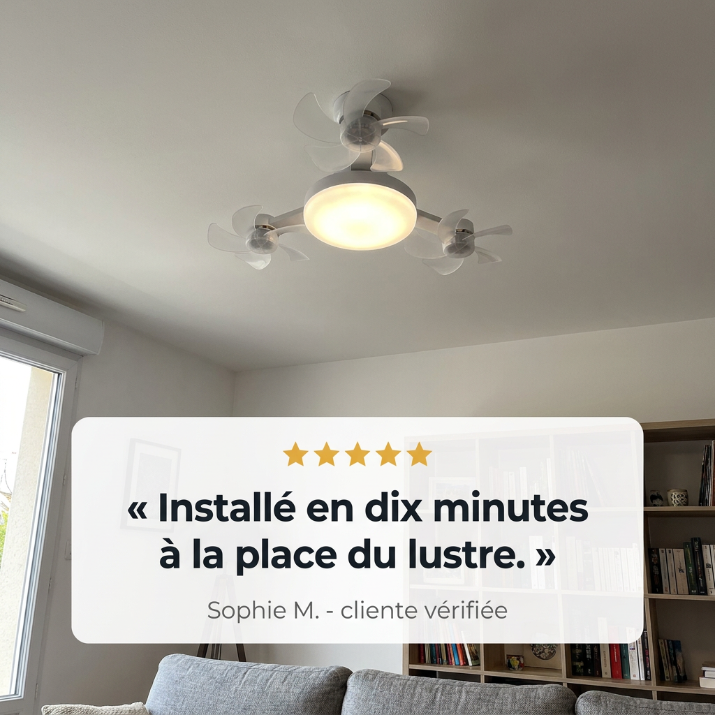 AeroLume™ – Ventilateur de Plafond LED à Pales Pliables